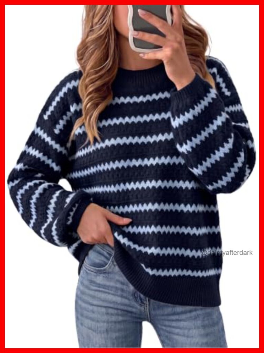 Oversized Striped Color Block Knit Sweater Pullover